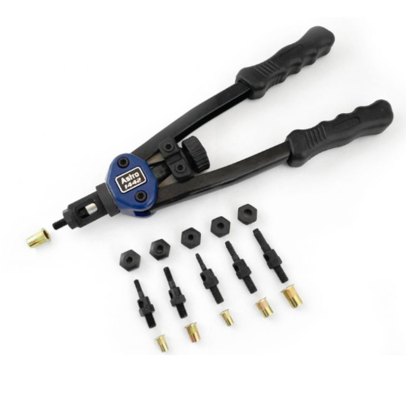 Astro Pneumatic 1442 13" Hand Rivet Nut Setter Kit - Metric & SAE With 60 Rivnuts