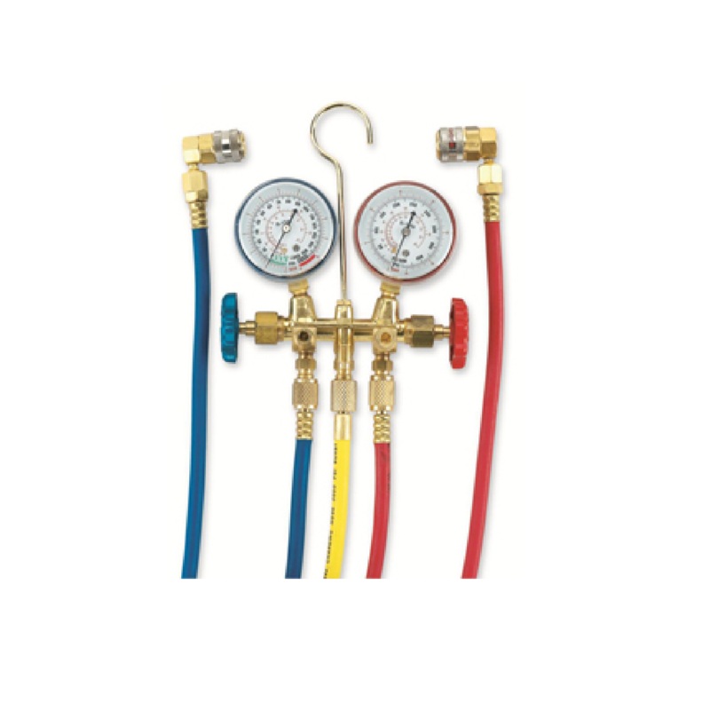 FJC 6715B 72" R134a Brass Manifold Gauge Set
