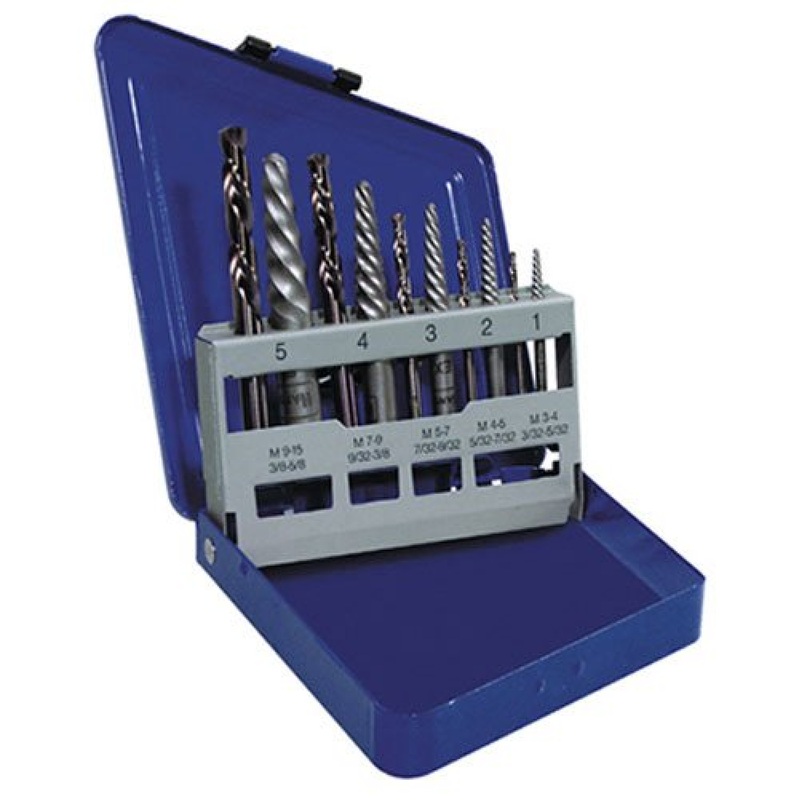 IRWIN 11119 10 Piece Screw Extractor Set with Cobalt LH Drill Bits