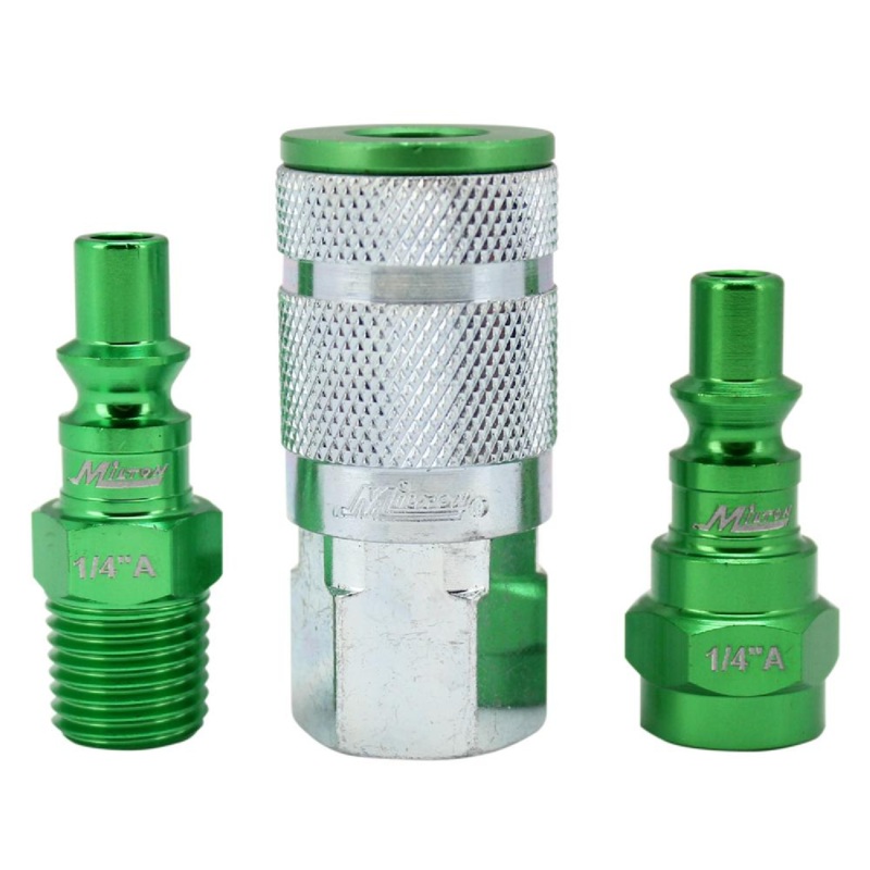 Milton S-303AKIT 3 Piece A-Style 1/4" NPT Green ColorFit Coupler & Plug Kit