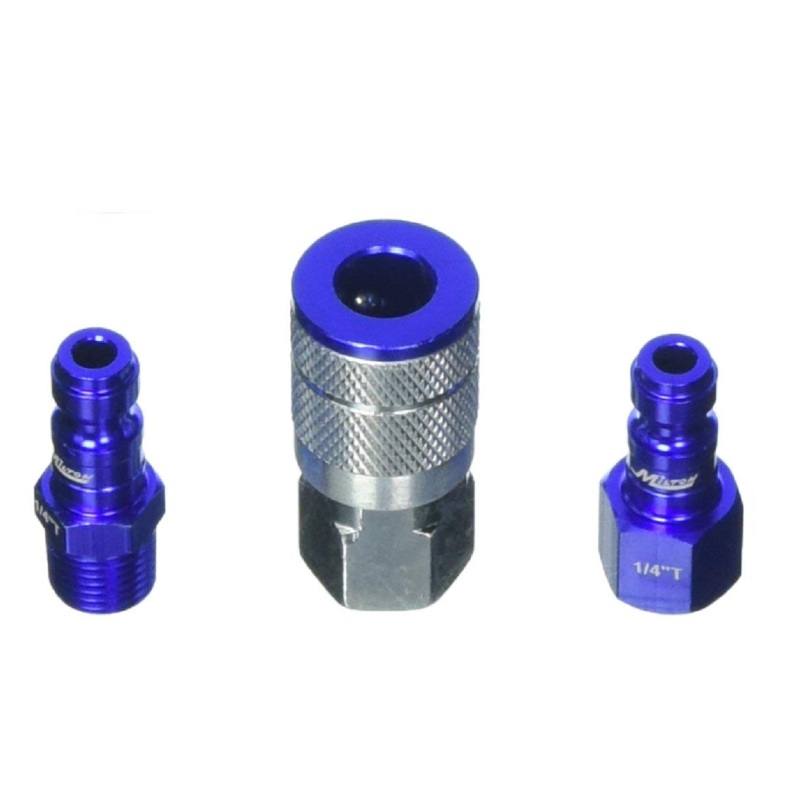 Milton S-303TKIT 3 Piece T-Style 1/4" NPT Blue ColorFit Coupler & Plug Kit