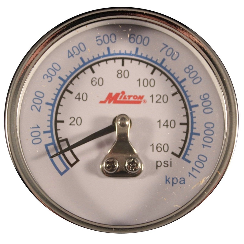Milton 1191 1/4" NPT Center Back 2 Face Pressure Gage 0-160 PSI