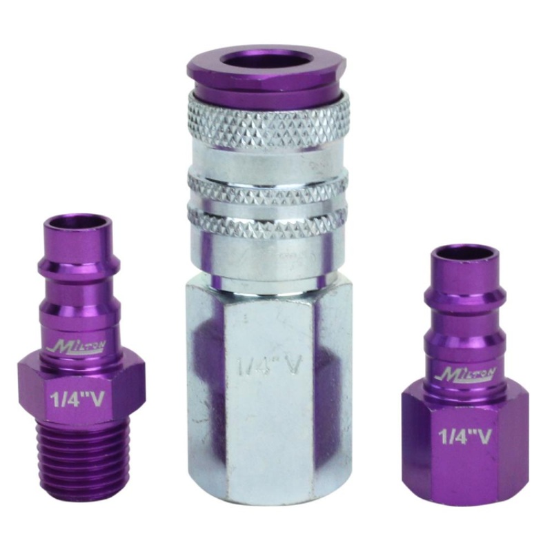 Milton S-303VKIT 3 Piece Hi-Flo V-Style 1/4" NPT Purple ColorFit-Mega-Flow