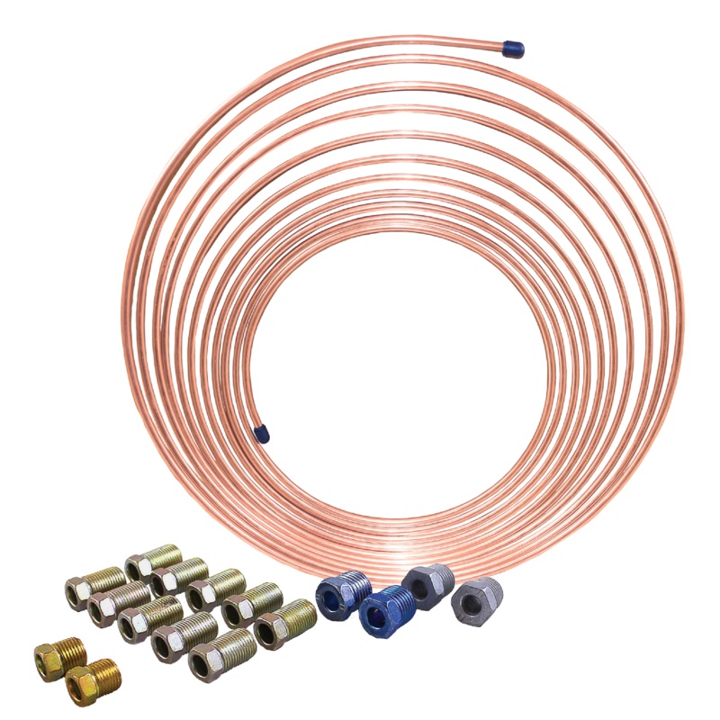 AGS CNC-425K 1/4" x 25' Nickel Copper Brake Line Coil and Tube Nut Kit