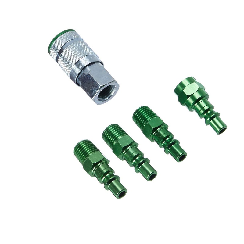 Milton S-305AKIT 5 Piece A-Style 1/4" NPT Green ColorFit Coupler & Plug Kit