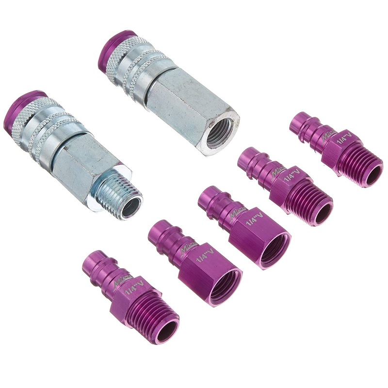 Milton S-307VKIT 7 Piece Hi-Flo V-Style 1/4" NPT Purple ColorFit-Mega-Flow Kit