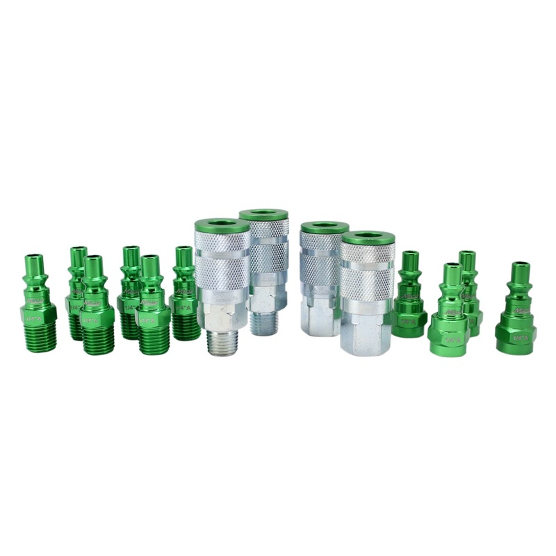 Milton S-314AKIT 14 Piece A-Style 1/4" NPT Green ColorFit Coupler & Plug