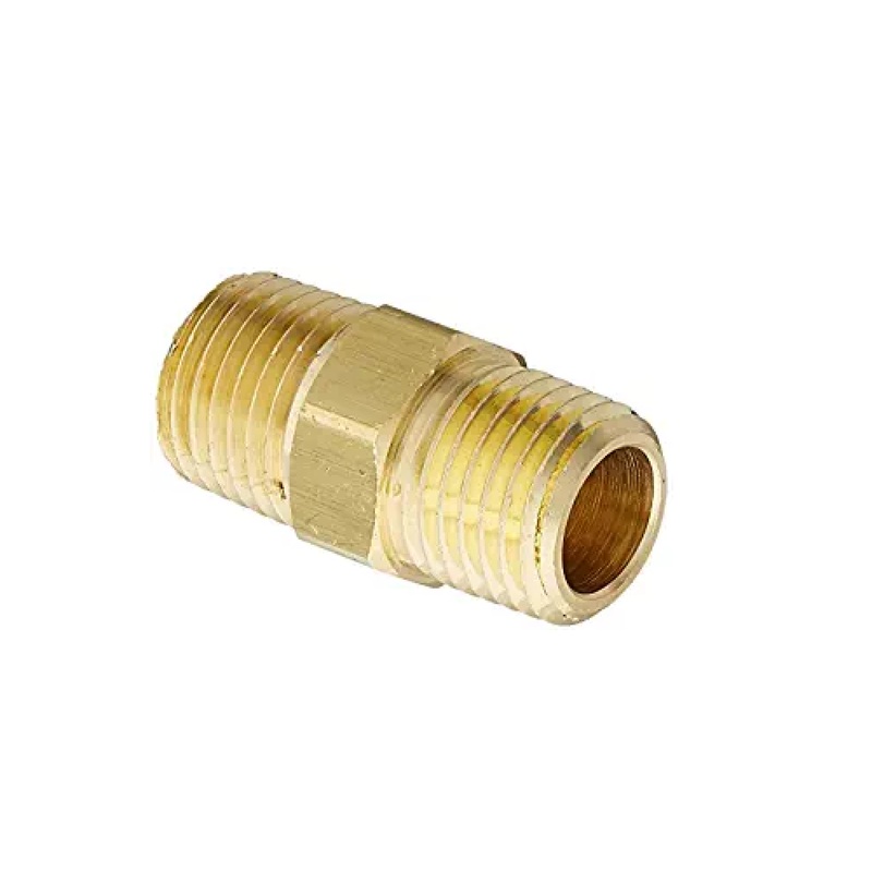 Milton S-646 1/4" x 1/4" NPT Male Brass Hex Nipple