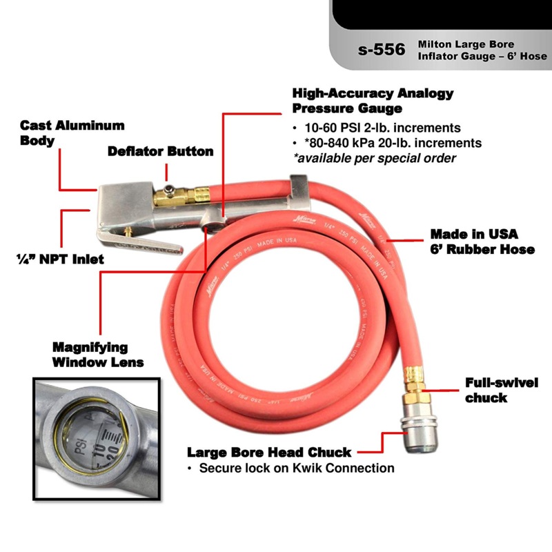 Milton S-556 Large Bore Inflator Gage