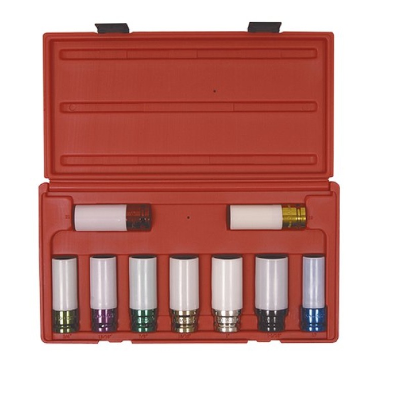 Sunex 2849 9 Piece Thinwall Color Coated Protective Wheel Sockets