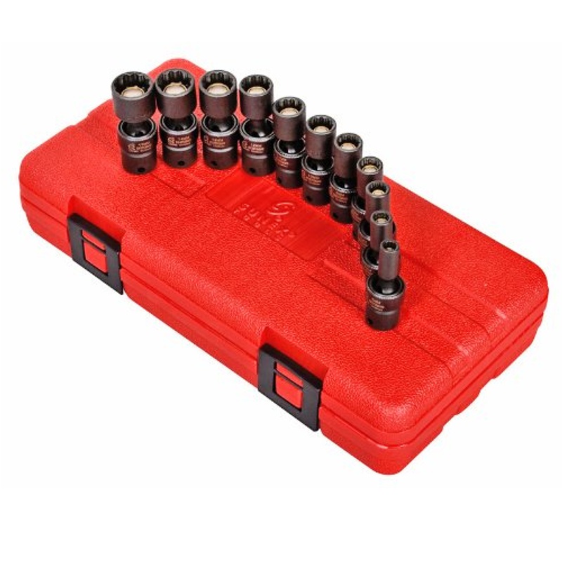 Sunex 1825 1/4" Drive 11-Piece Magnetic 12 Point Universal Metric Impact Socket Set