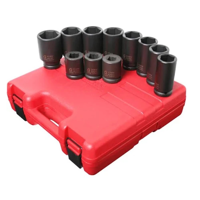 Sunex 4011M 11-Piece 3/4" Drive Metric Deep Truck Socket Set 17-41mm