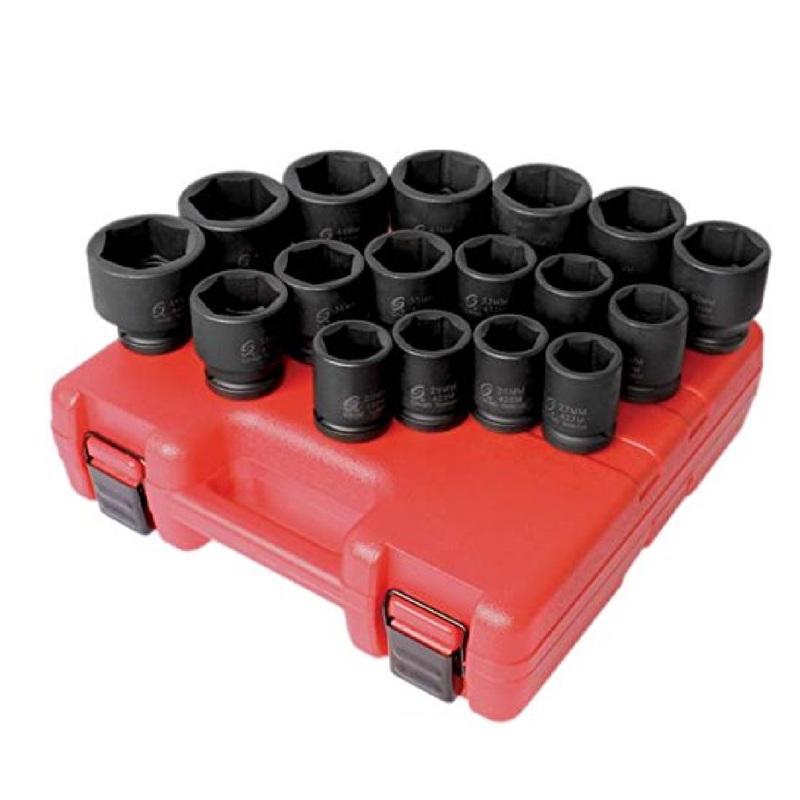 Sunex 4684 3/4" Drive 17 Piece Metric Standard Impact Socket Set