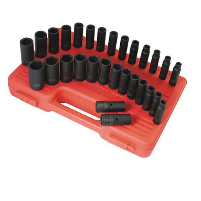 Sunex 5153DD 1/4" Drive 29 Piece SAE & Metric Impact Socket Set