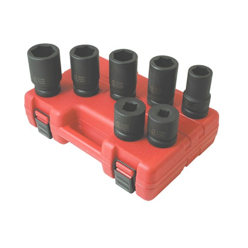 Sunex 5697M 7-Piece 1" Drive Deep Metric Impact Socket Set