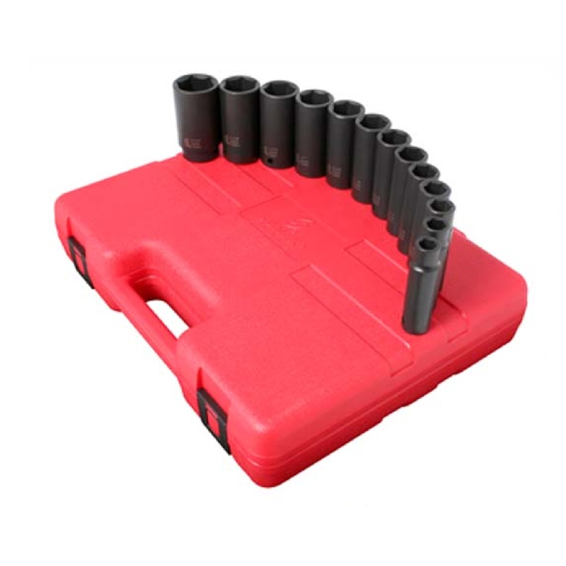 Sunex 2651 13 Piece 1/2" Drive Impact SAE Deep Socket Set