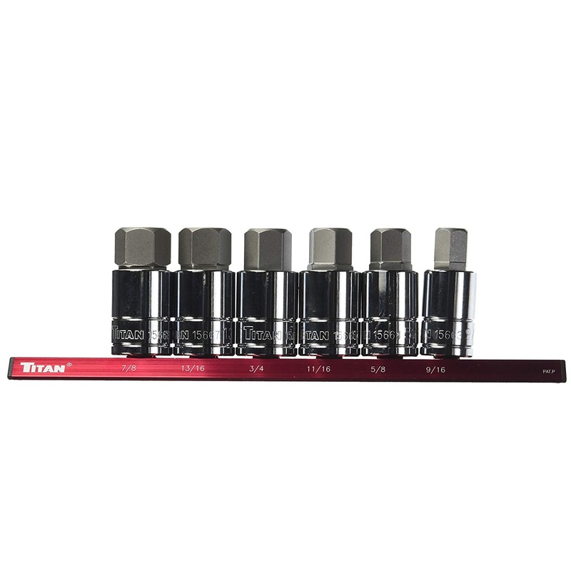 Titan 16130 6 Piece SAE Large Hex Bit Socket Set