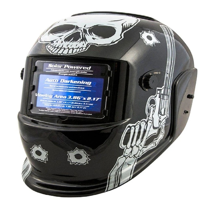 Titan 41282 Skull & Pistols Solar Powered Auto Darkening Welding Helmet