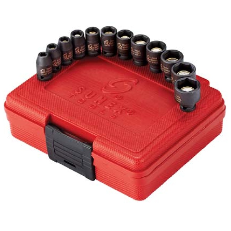 Sunex 1822 12-Piece 1/4" Drive Metric Magnetic Impact Socket Set