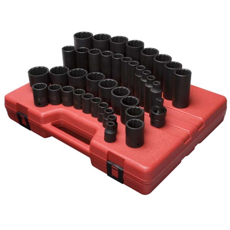 Sunex 2698 39-Piece 1/2" Drive SAE Master Impact Socket Set - 12 Point