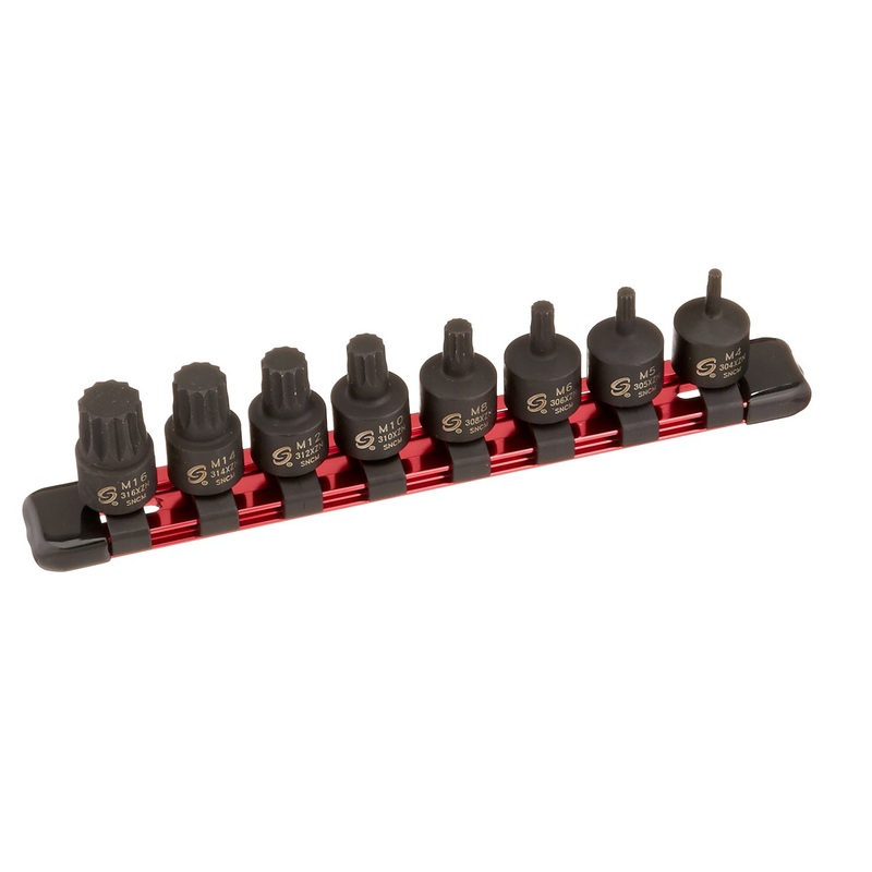 Sunex 3640 8-Piece 3/8" Drive Stubby Triple Square Impact Bit Socket Set