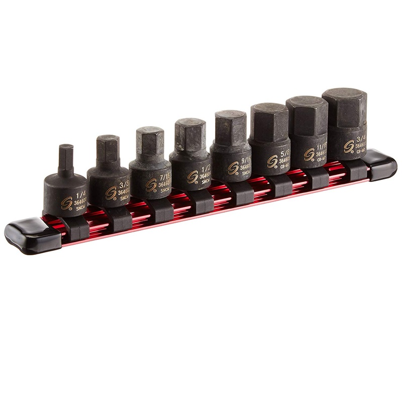 Sunex 3644 8-Piece 3/8" Drive SAE Stubby Impact Hex Driver Set
