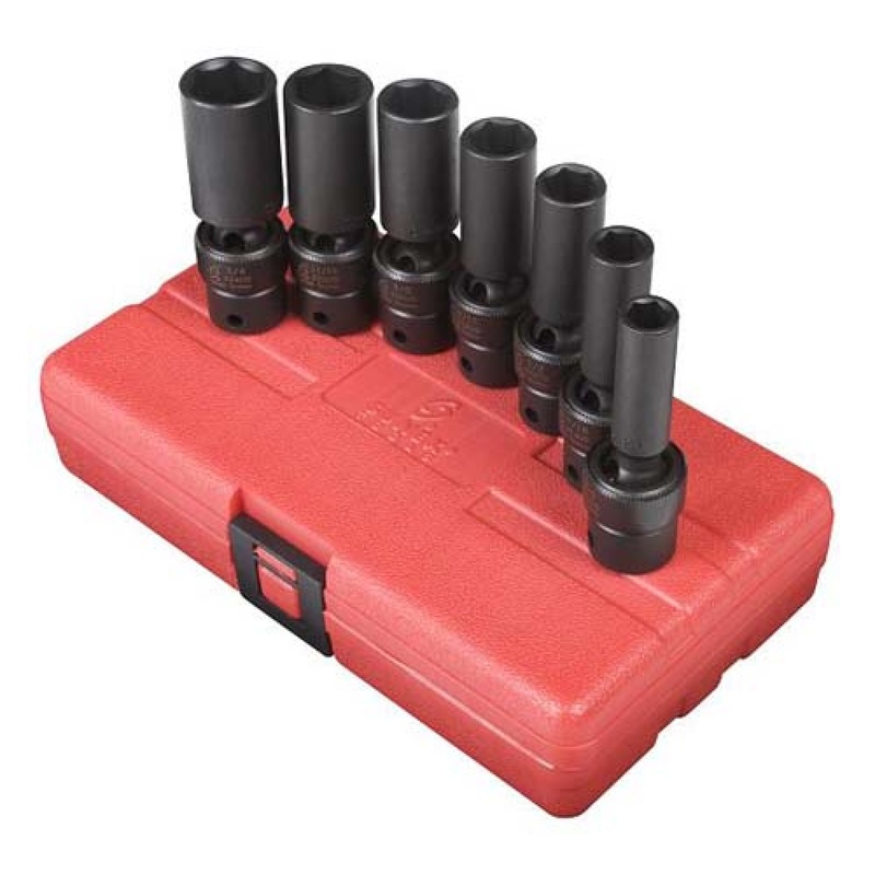 Sunex 3656 7-Piece 3/8" Drive Swivel Deep Impact Socket Set - 3/8"-3/4"