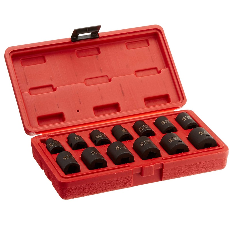 Sunex 3675 3/8" Drive Standard Metric 12 Point Impact Socket Set 13-Piece