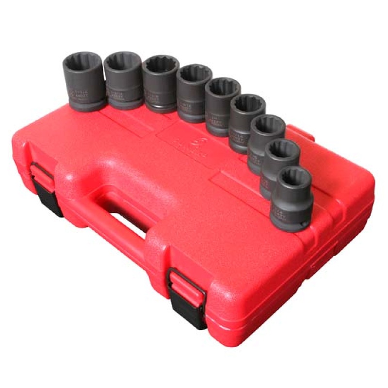 Sunex 4687 9-Piece 3/4" Drive SAE Standard 12 Point Impact Socket Set
