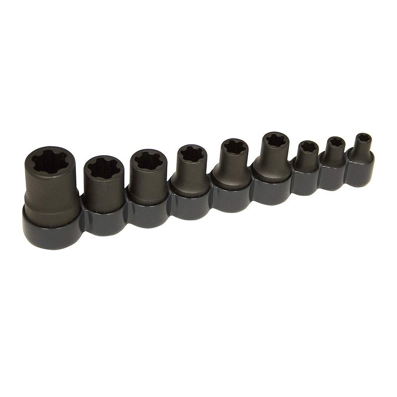 Lisle 83100 1/2" Drive 9-Piece External Torx Plus Socket Set - E6 - E18