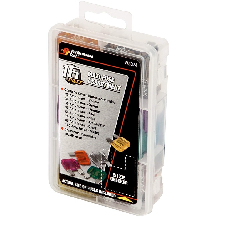 Performance Tool W5374 16 Piece Maxi Fuse Assortment