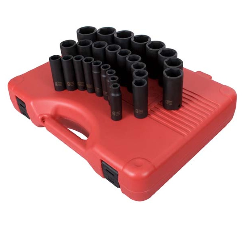 Sunex 2646 26-Piece 1/2" Drive Deep Metric Impact Socket Set