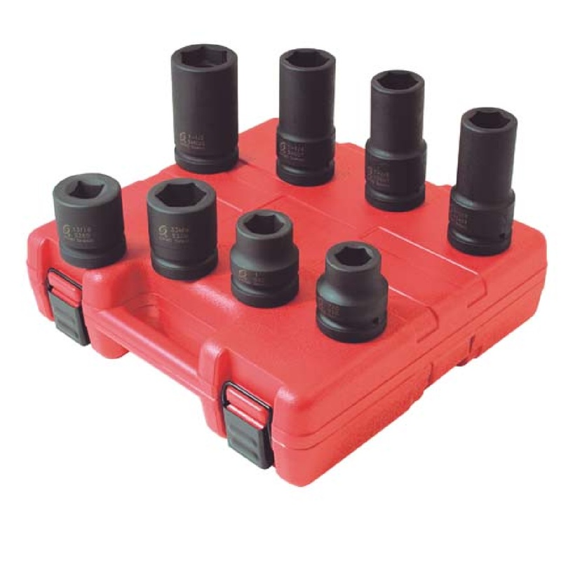 Sunex 5688 1" Drive 8-Piece Wheel Service Impact Socket Set - SAE/Metric