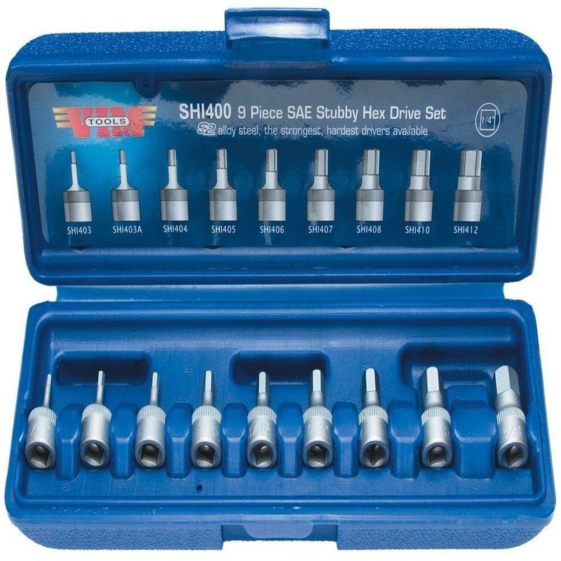 Vim Tools SHI400 9 Piece Stubby Hex Bit Set 3/32" - 3/8"