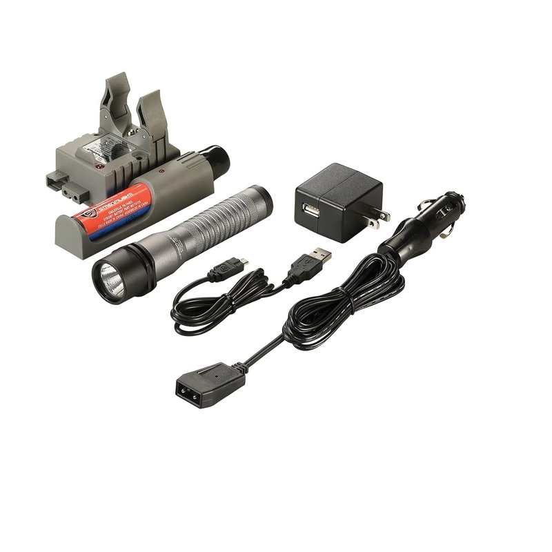 Streamlight 74365 Strion LED Rechargeable Flashlight with 120V AC/12V DC Piggyback Charger, Gray