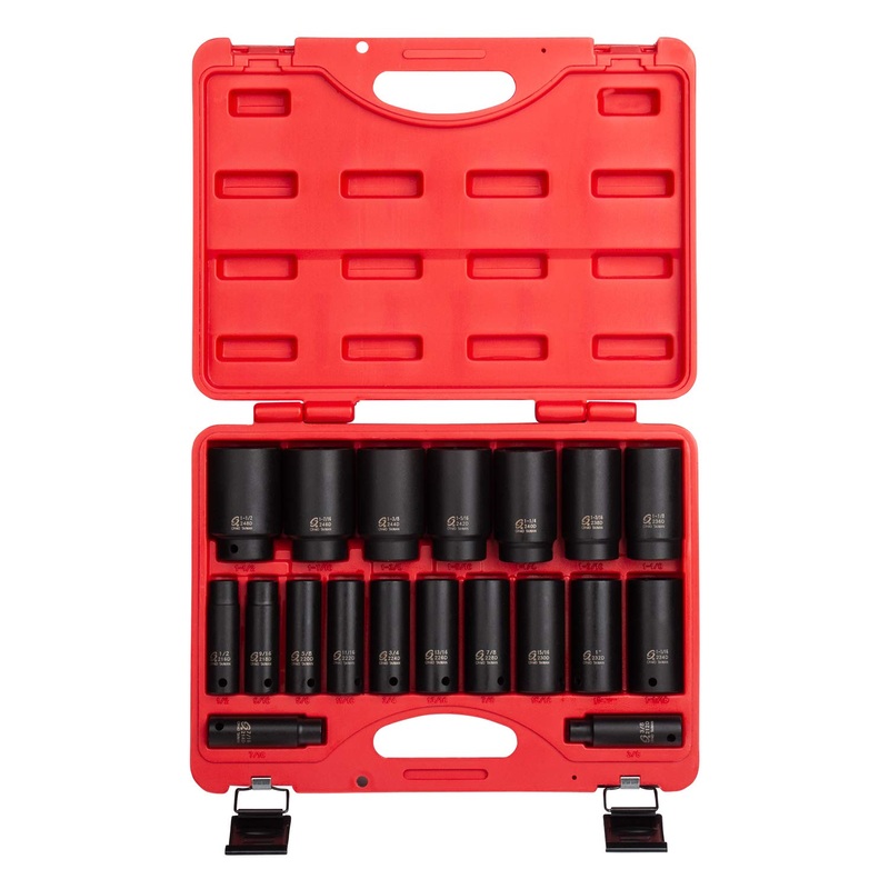 Sunex 2641 1/2" Drive 19-Piece SAE Deep Impact Socket Set