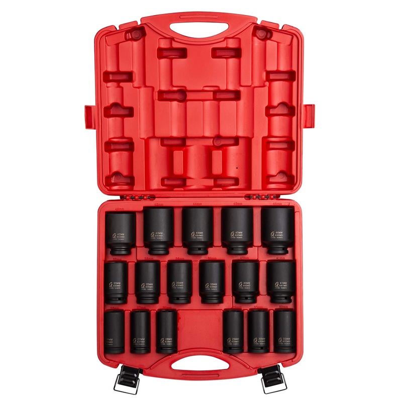 Sunex 4686 17-Piece Deep 3/4" Drive Metric Impact Socket Set