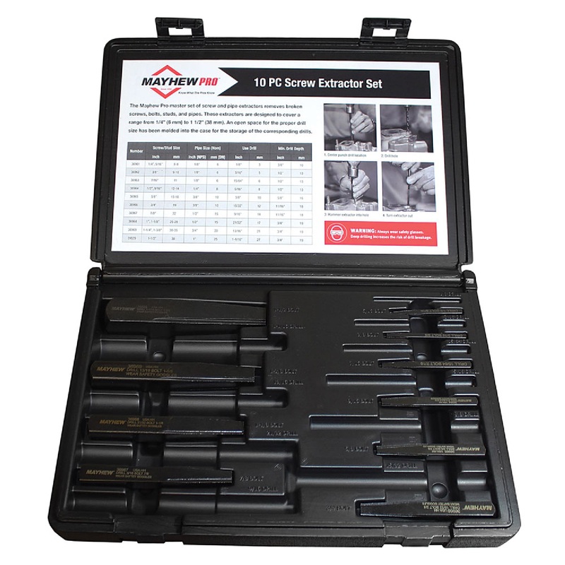 Mayhew Steel 37345 10 Piece Screw Extractor Set