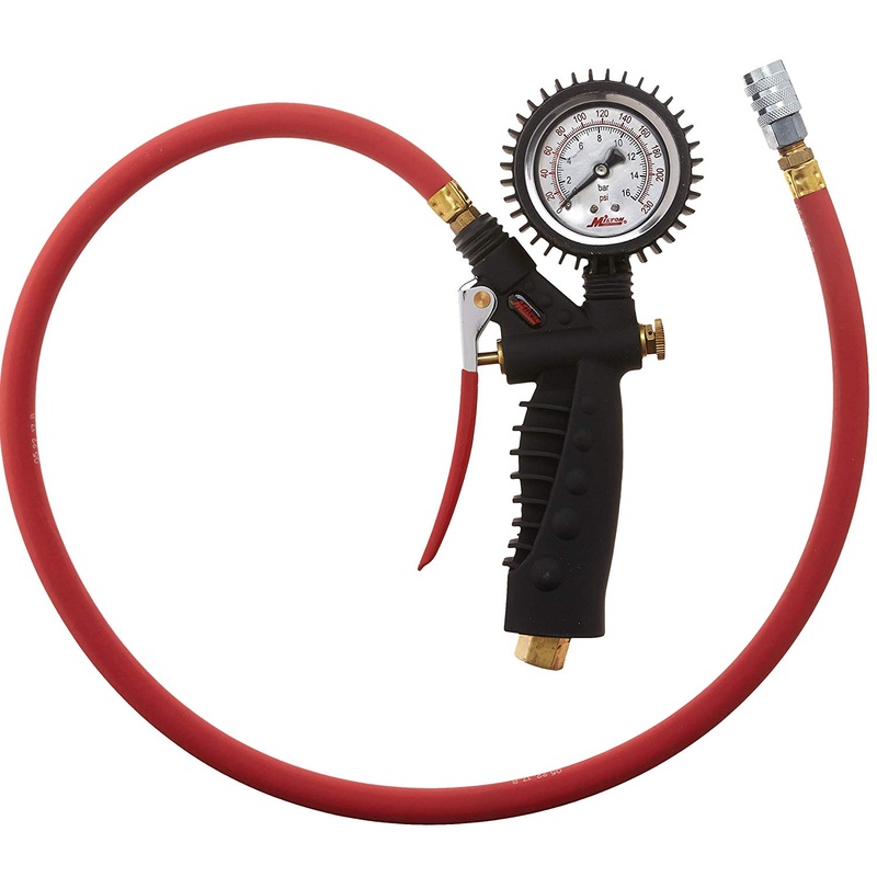Milton 572A Pro Analog Pistol Grip Inflator Gauge 36" Hose - 230 PSI
