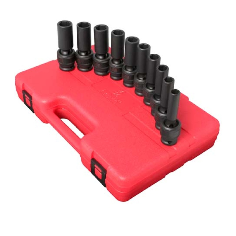 Sunex 2658 10-Piece 1/2" Drive Deep Universal Standard Metric Impact Socket Set