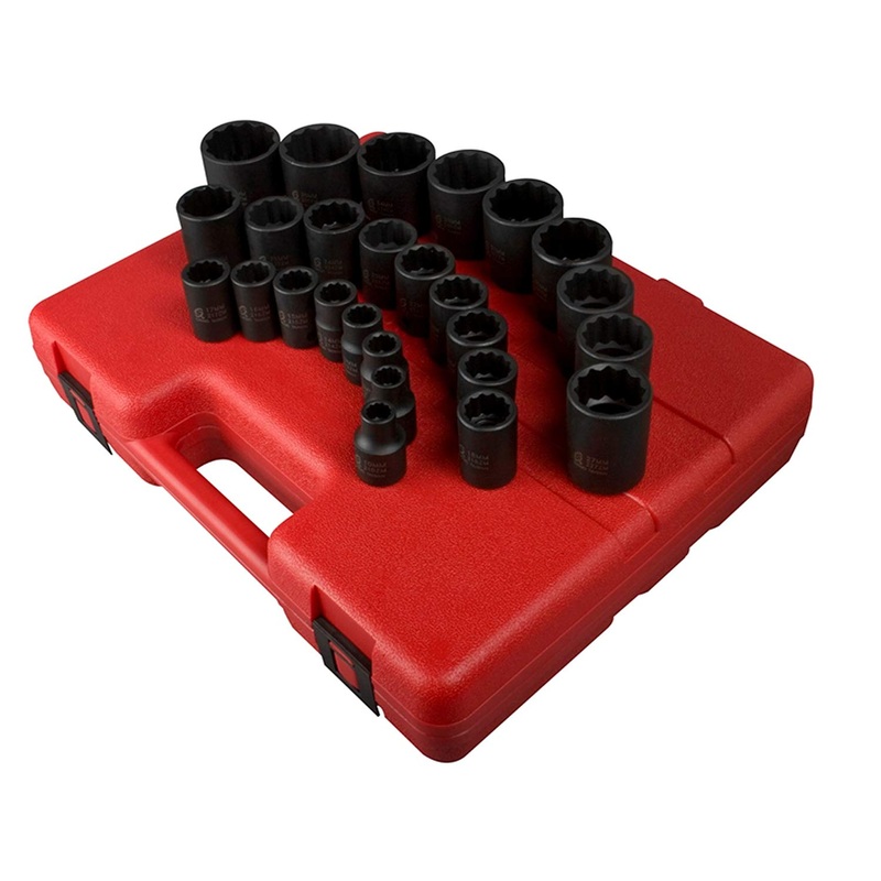 Sunex 2826 26-Piece 1/2" Drive 12-Point Metric Socket Set