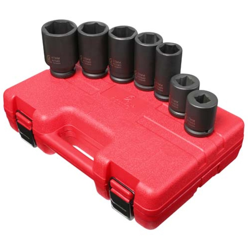 Sunex 4070M 7-Piece 3/4" Drive Metric Truck Service Deep Socket Set 17-41mm