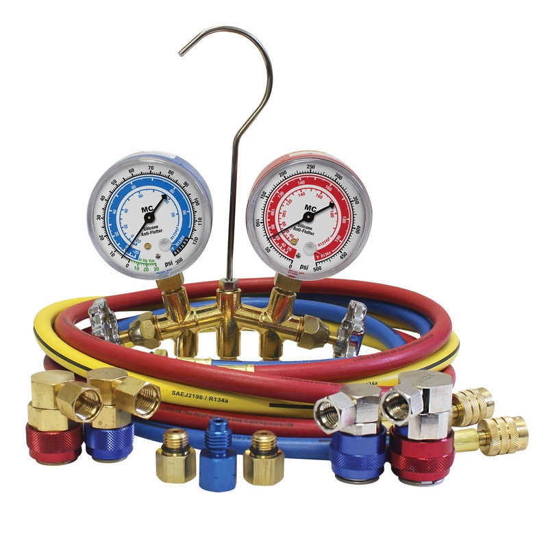 Mastercool 66661-AYF Dual 134A and 1234YF Brass Manifold Gauge Set