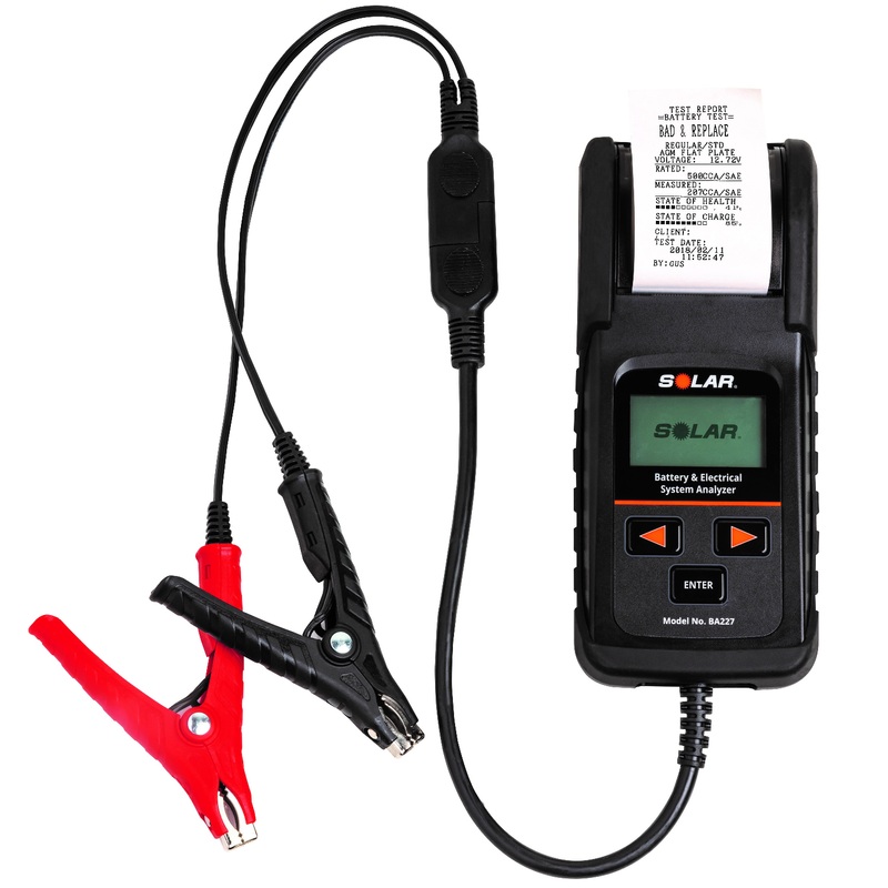 Solar BA227 12 Volt Digital Battery and System Tester with Integrated Printer