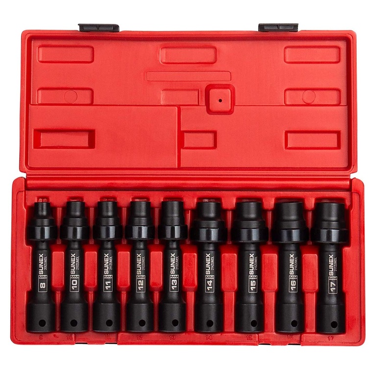 Sunex 2695 9-Piece 1/2" Drive Metric 12-Point Driveline Impact Socket Set