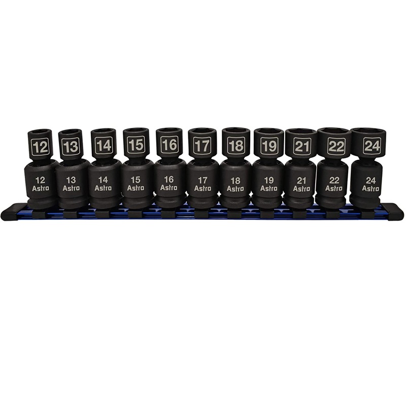 Astro Pneumatic 78244 1/2" Drive Metric Universal Nano Pinless Impact Socket Set