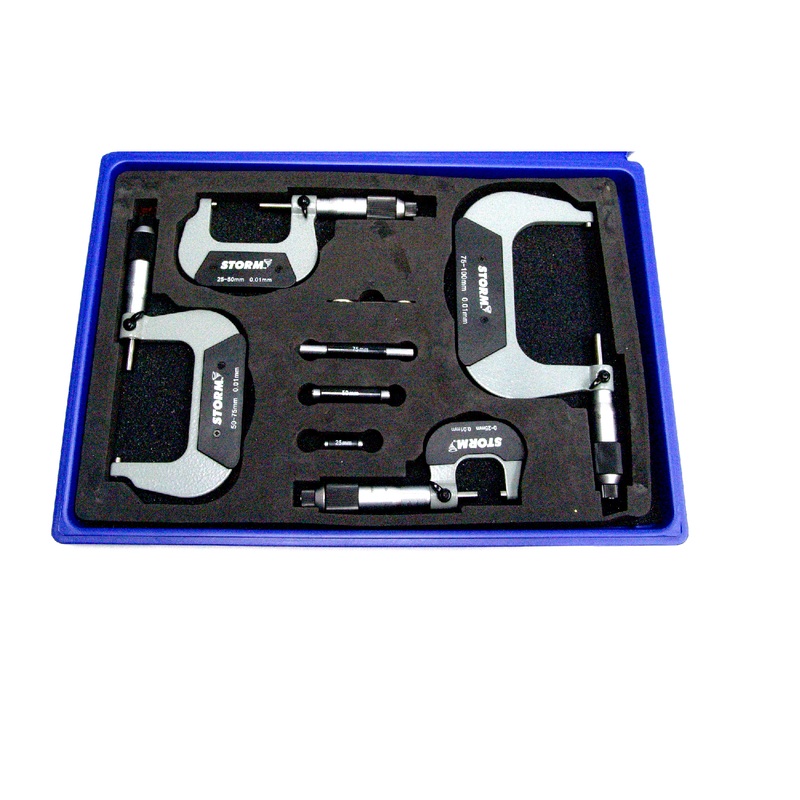 Central Tools Storm 3M214 4-Piece Metric Micrometer Set