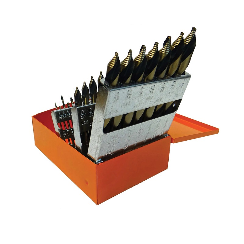 KnKuT 29KK10 29 Piece Mechanics Length Step Point Drill Bit Set
