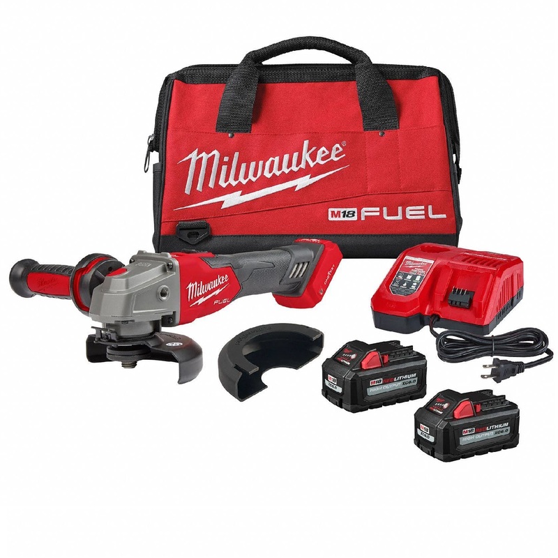 Milwaukee 2883-22 M18 Fuel 5" Braking Grinder Kit w/ One-Key Slide Switch, Lock-On