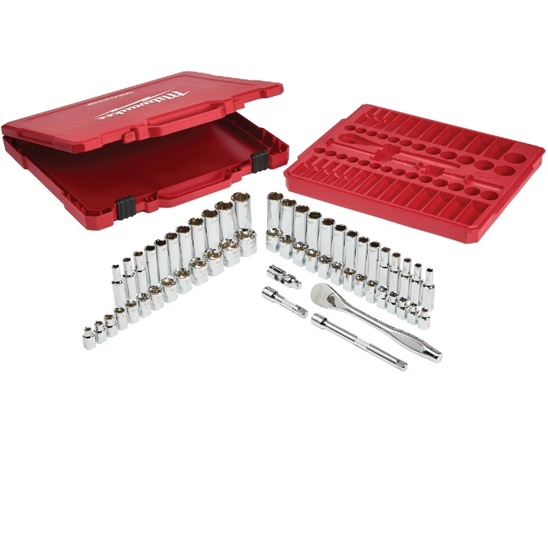Milwaukee 48-22-9008 3/8" Drive 56-Piece Ratchet & Socket Set - SAE & Metric